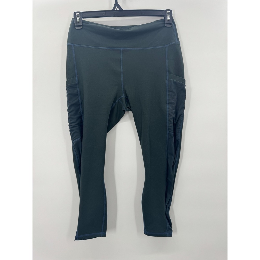 Fabletics Dark Green Powerhold Compression Leggings XL Mesh Pocket High Rise